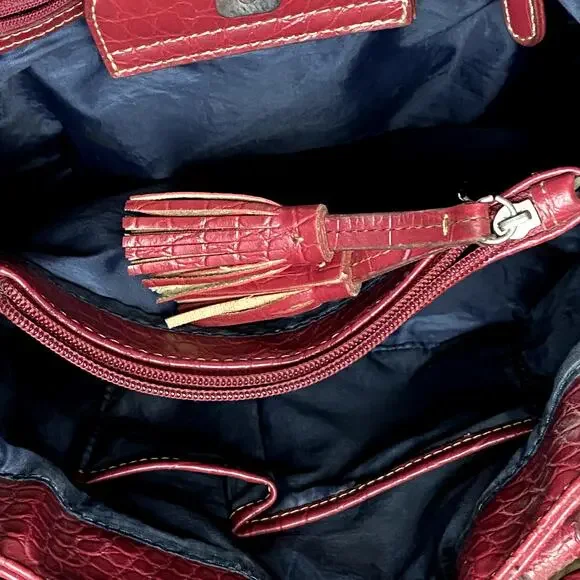 y2k red leather shoulder bag croc embossed studded mcbling grunge vintage - Picture 9 of 16